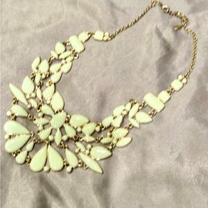 Cream and Gold Floral Statement Necklace